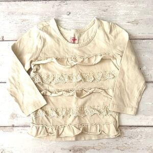 Baby Girl 18m Cream Color Long Sleeve Shirt Ruffles & Lace From Ruum With Love